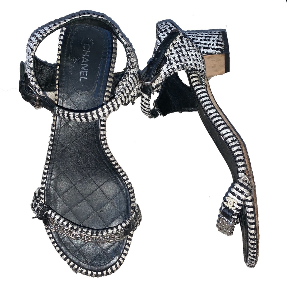 Chanel Chain Tweed Heels